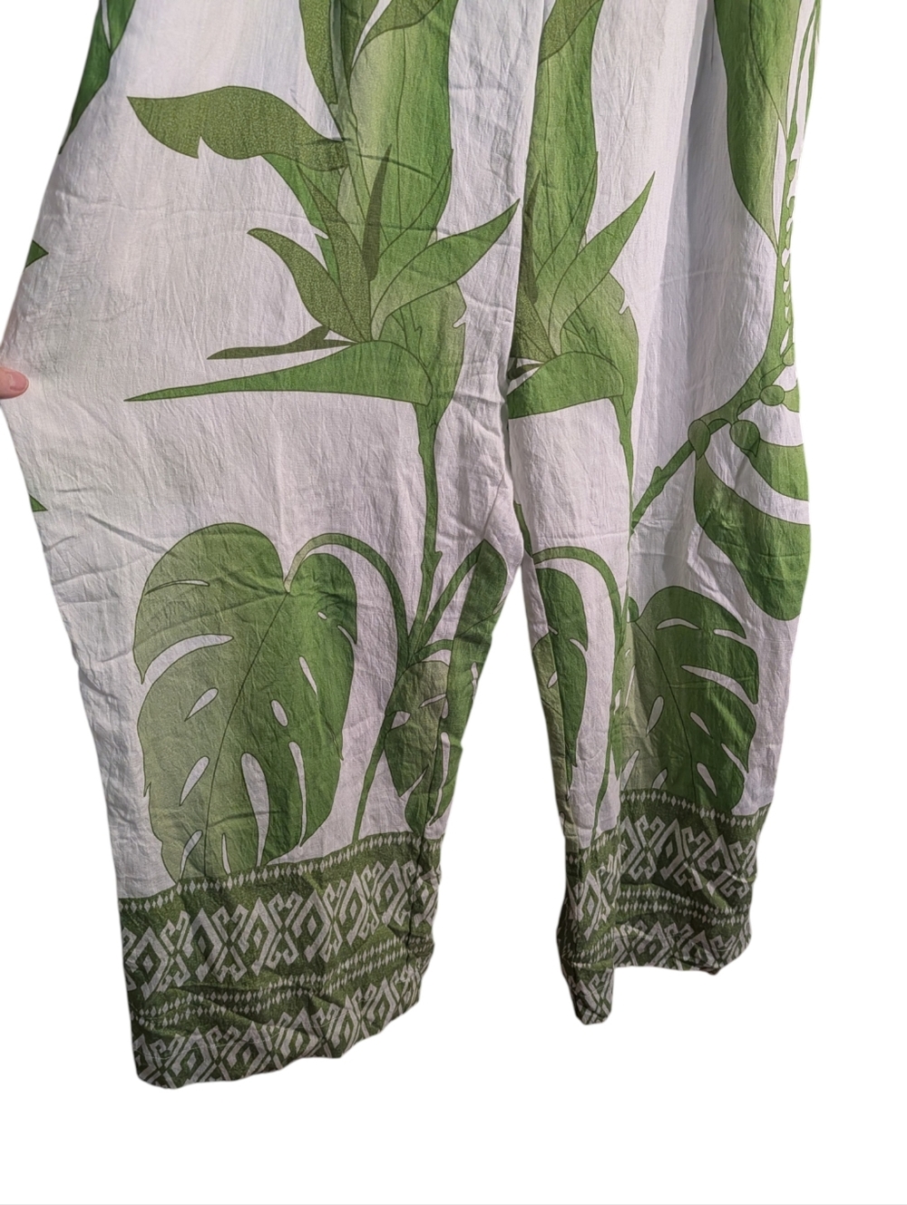 City Chic Tropical Leaf Print Jumpsuit NWT Off Shoulder Wide Leg Resort XL 22 - Picture 6 of 10